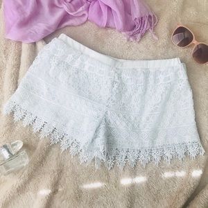 Stella Luce Boho Lace White Shorts